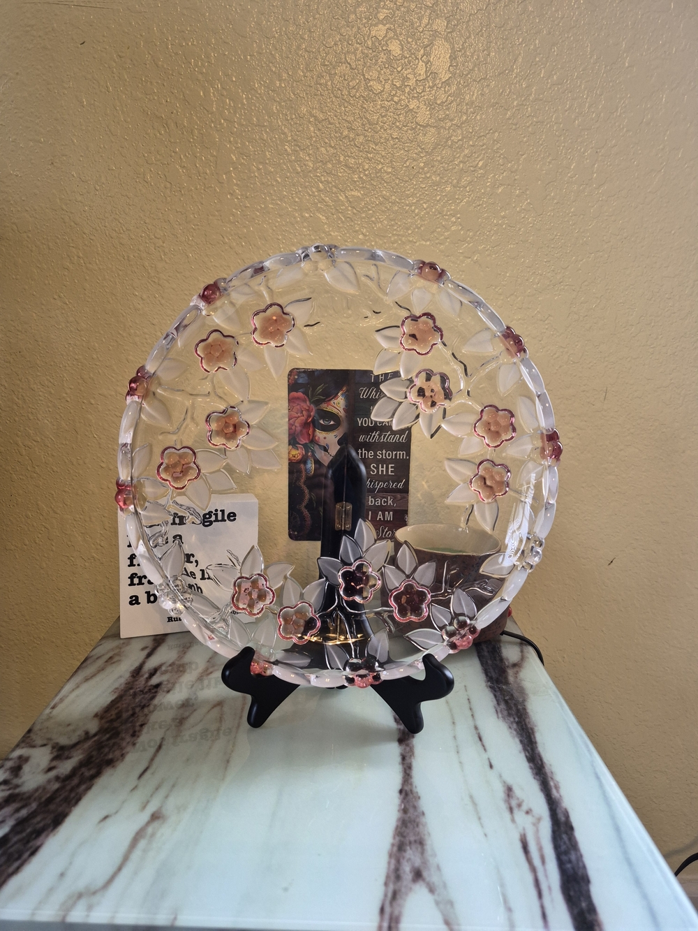 Studio Silversmith Crystal Floral Serving Platter.